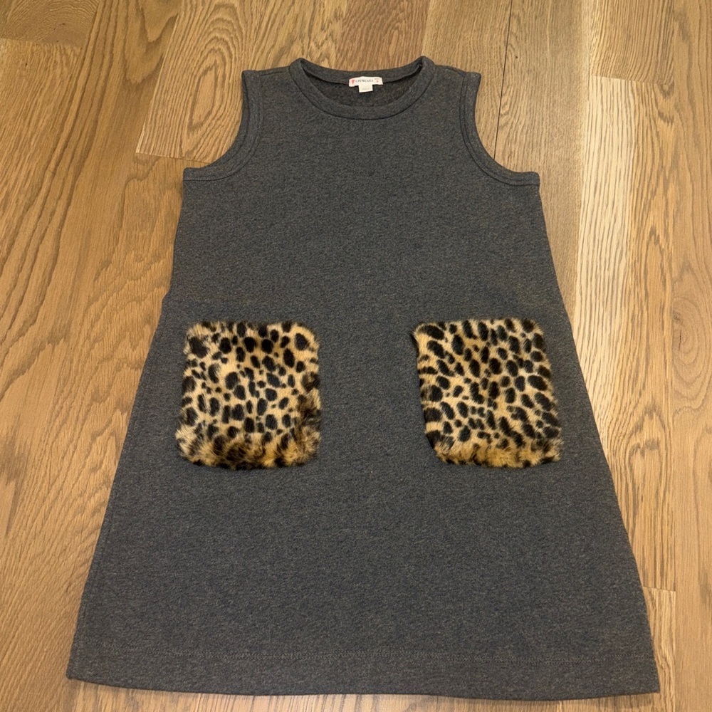 Crewcuts Charcoal Dress with Leopard Print Pockets